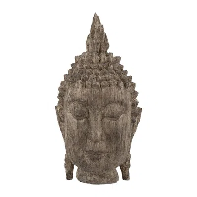 Breebe 6.5 X 6.3 X 12" Meditating Buddha Head Sculpture, Large In Brown
