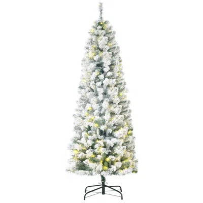 Breebe 6ft Pre-lit Snow-flocked Slim Douglas Fir Christmas Tree In Green