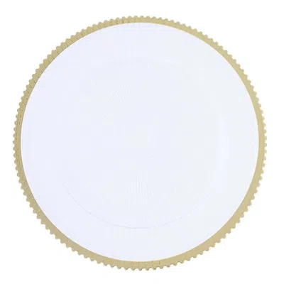 Breebe 6-pack Acrylic Plastic Round Charger Plates 13" In Clear With Gold Sunray Wavy Rim, Exquisite Dinner