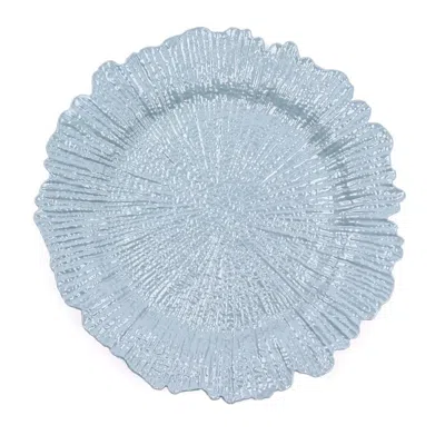 Breebe 6-pack Acrylic Plastic Round Charger Plates 13" In Dusty Blue With Reef Design, Dinner Charger Table