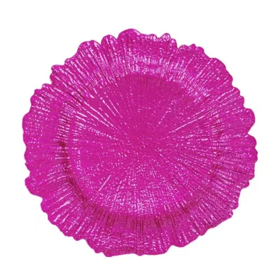 Breebe 6-pack Acrylic Plastic Round Charger Plates 13" In Fuchsia With Reef Design, Dinner Charger Tablewar In Pink