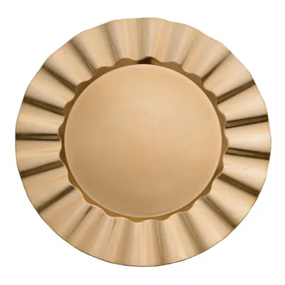 Breebe 6-pack Acrylic Plastic Round Charger Plates 13" In Gold With Wavy Scalloped Rim, Decorative Dinner P
