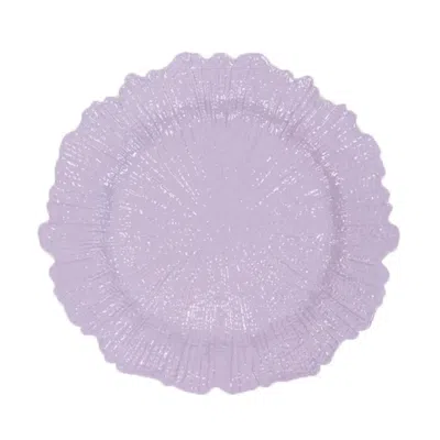 Breebe 6-pack Acrylic Plastic Round Charger Plates 13" In Lavender Lilac With Reef Design, Dinner Charger T In Purple