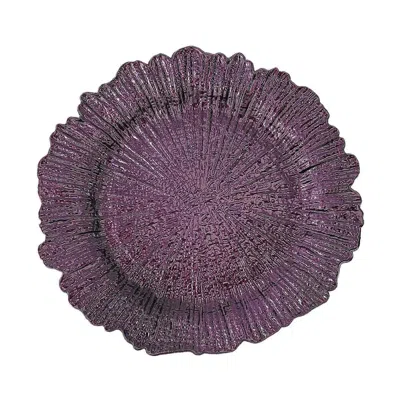 Breebe 6-pack Acrylic Plastic Round Charger Plates 13" In Purple With Reef Design, Dinner Charger Tableware