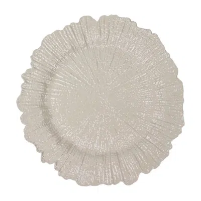 Breebe 6-pack Acrylic Plastic Round Charger Plates 13" In Taupe With Reef Design, Dinner Charger Tableware In Neutral