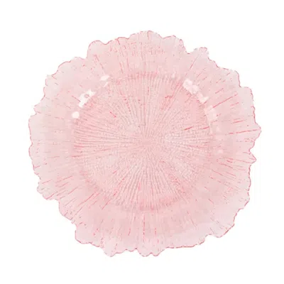 Breebe 6-pack Acrylic Plastic Round Charger Plates 13" In Transparent Blush With Reef Design, Dinner Charge In Pink