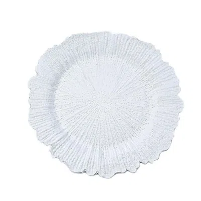Breebe 6-pack Acrylic Plastic Round Charger Plates 13" In White With Reef Design, Classy Dinner Party Charg