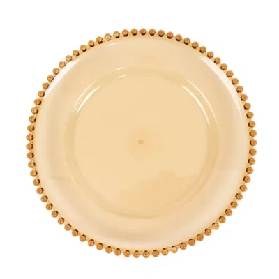 Breebe 6-pack Acrylic Round Charger Plates 13" In Amber Gold With Beaded Rim, Decorative Dinner Party Charg In Neutral