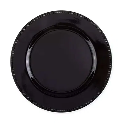 Breebe 6-pack Acrylic Round Charger Plates 13" In Black With Beaded Rim, Dinner Charger Event Tabletop Deco