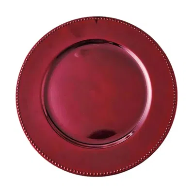 Breebe 6-pack Acrylic Round Charger Plates 13" In Burgundy With Beaded Rim, Dinner Charger Event Tabletop D In Red