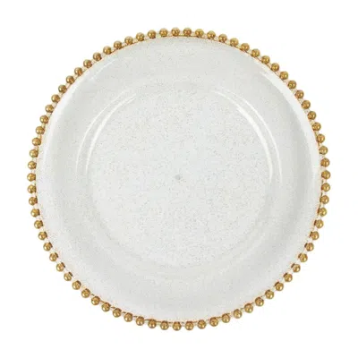 Breebe 6-pack Acrylic Round Charger Plates 13" In Clear Gold Glittered With Beaded Rim, Decorative Dinner P In Blue