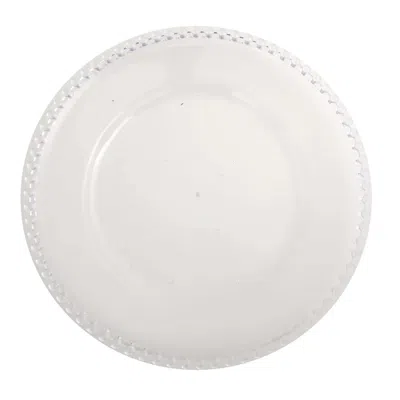 Breebe 6-pack Acrylic Round Charger Plates 13" In Clear With Beaded Rim, Decorative Dinner Party Serving Pl In White