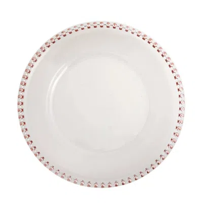 Breebe 6-pack Acrylic Round Charger Plates 13" In Clear With Rose Gold Beaded Rim, Decorative Dinner Party  In Neutral