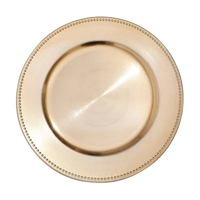 Breebe 6-pack Acrylic Round Charger Plates 13" In Gold With Beaded Rim, Dinner Charger Event Tabletop Decor In Neutral