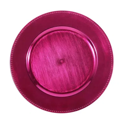 Breebe 6-pack Acrylic Round Charger Plates 13" In Hot Pink With Beaded Rim, Dinner Charger Event Tabletop D