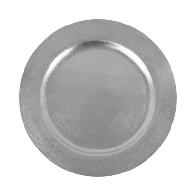 Breebe 6-pack Acrylic Round Charger Plates 13" In Metallic Silver, Dinner Party Decor Charger Tableware