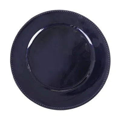 Breebe 6-pack Acrylic Round Charger Plates 13" In Navy Blue With Beaded Rim, Dinner Charger Event Tabletop 
