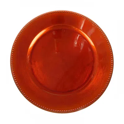 Breebe 6-pack Acrylic Round Charger Plates 13" In Orange With Beaded Rim, Dinner Charger Event Tabletop Dec In Red