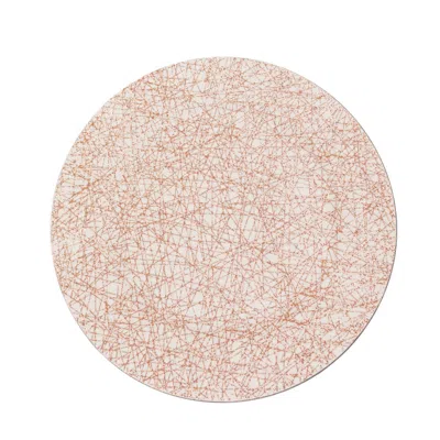 Breebe 6-pack Acrylic Round Charger Plates 13" In Rose Gold With Glitter Abstract Lines Pattern, Decorative In Pink