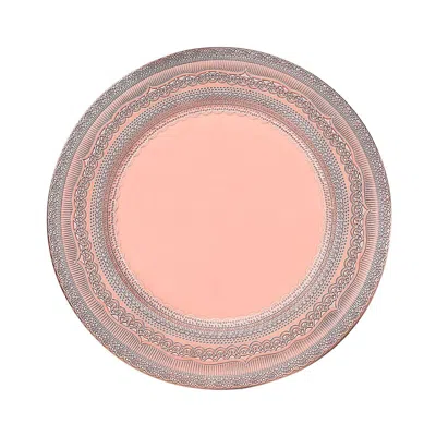 Breebe 6-pack Acrylic Round Charger Plates 13" In Rose Gold With Lace Embossed Rim, Rustic Plastic Decorati