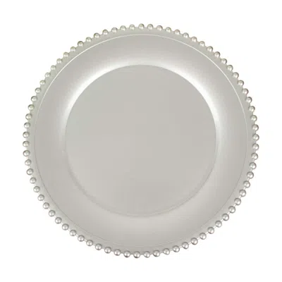 Breebe 6-pack Acrylic Round Charger Plates 13" In Silver With Beaded Rim, Decorative Dinner Party Charger T In Gray
