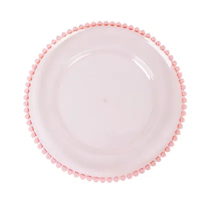 Breebe 6-pack Acrylic Round Charger Plates 13" In Transparent Blush With Beaded Rim, Decorative Dinner Part In Pink