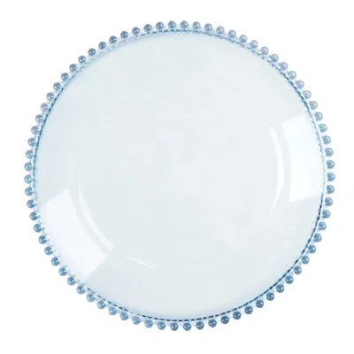 Breebe 6-pack Acrylic Round Charger Plates 13" In Transparent Dusty Blue With Beaded Rim, Decorative Dinner
