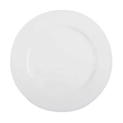 Breebe 6-pack Acrylic Round Charger Plates 13" In White With Beaded Rim, Dinner Charger Event Tabletop Deco