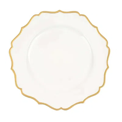 Breebe 6-pack Acrylic Round Charger Plates 13" In White With Gold Scalloped Rim, Decorative Dinner Party Pl In Neutral