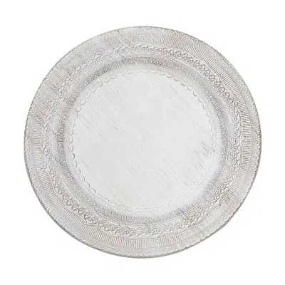 Breebe 6-pack Acrylic Round Charger Plates 13" In White With Lace Embossed Rim, Rustic Plastic Decorative C In Gray