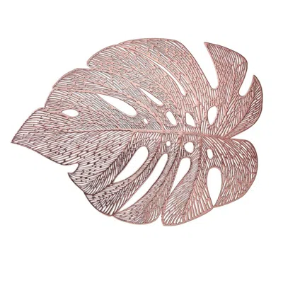 Breebe 6-pack Dining Table Mats Monstera Leaf Design Rose Gold - Vinyl Non-slip Surface For Tropical Themes