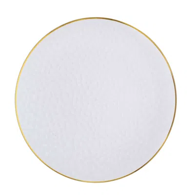 Breebe 6-pack Economy Plastic Round Charger Plates 13" In Clear Hammered Design With Gold Rim, Decorative D