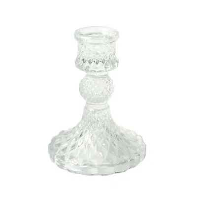 Breebe 6-pack Glass Taper Candlestick Holders Diamond Pattern Design Clear - Reversible Crystal Pillar Voti