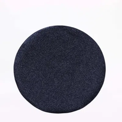 Breebe 6-pack Placemats Glitter Design Navy Blue Sparkle Round - Non-slip Decorative Dining Table Mats 13"