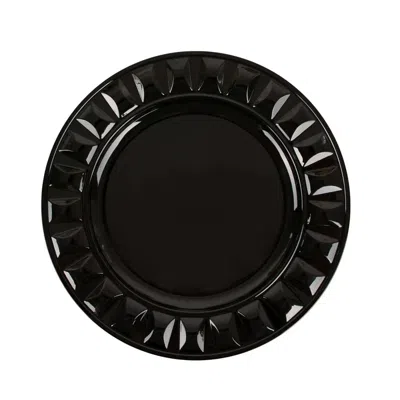 Breebe 6-pack Plastic Round Charger Plates 13" In Black With Bejeweled Rim, Luxe Decorative Dinner Party Ch