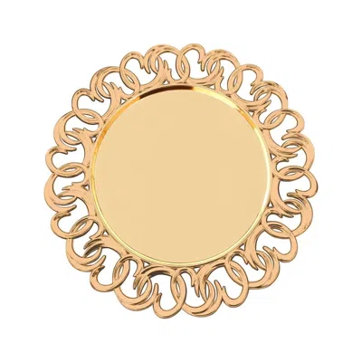 Breebe 6-pack Plastic Round Charger Plates 13" In Gold With Entwined Swirl Rim, Plastic Disposable Decorati