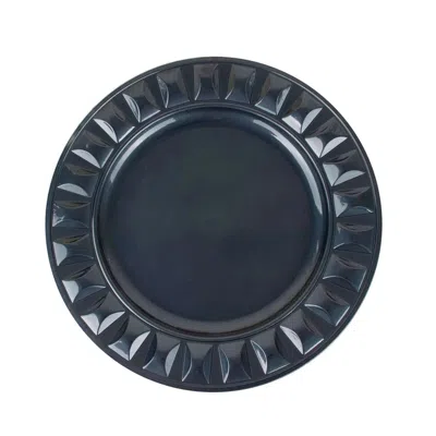 Breebe 6-pack Plastic Round Charger Plates 13" In Navy Blue With Bejeweled Rim, Luxe Decorative Dinner Part