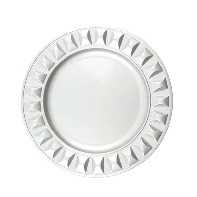 Breebe 6-pack Plastic Round Charger Plates 13" In Silver With Bejeweled Rim, Luxe Decorative Dinner Party C