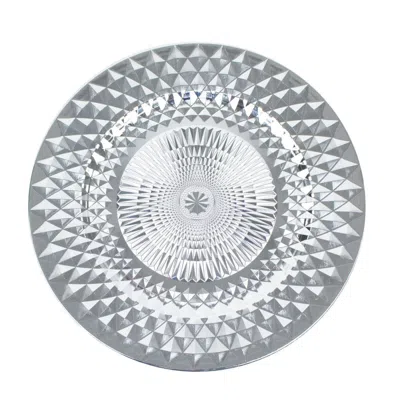Breebe 6-pack Plastic Round Charger Plates 13" In Silver With Diamond Pattern, Sparkling Disposable Dinner  In Gray