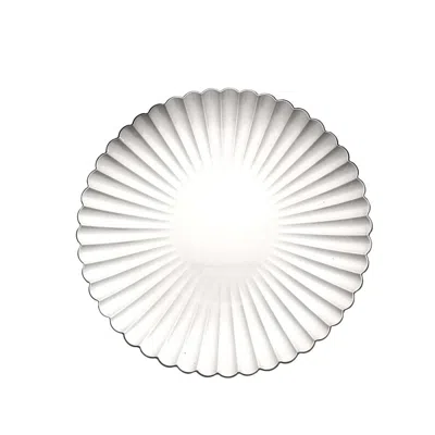 Breebe 6-pack Plastic Round Charger Plates 13" In Silver With Scalloped Shell Pattern, Coastal Inspired Dis In Multi