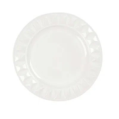 Breebe 6-pack Plastic Round Charger Plates 13" In White With Bejeweled Rim, Luxe Decorative Dinner Party Ch