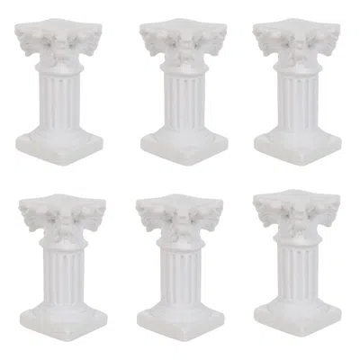 Breebe 6-pack Resin Roman Column Pillar Pedestal Candle Holders, Greek Statue Antique White Stands Sturdy D