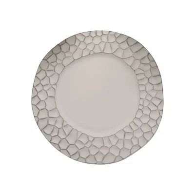 Breebe 6-pack Round Charger Plates 13" In Gray With Hammered Rim, Matte Finish Modern Dinner Charger Tablew