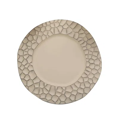 Breebe 6-pack Round Charger Plates 13" In Taupe With Hammered Rim, Matte Finish Modern Dinner Charger Table