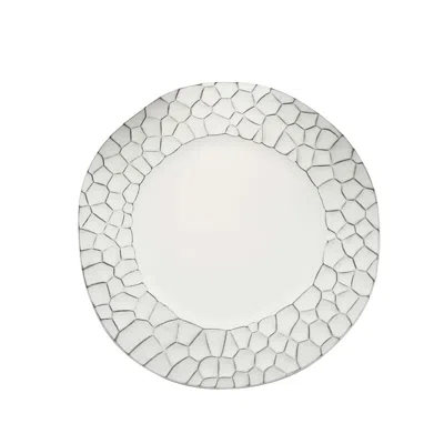 Breebe 6-pack Round Charger Plates 13" In White With Hammered Rim, Matte Finish Modern Dinner Charger Table