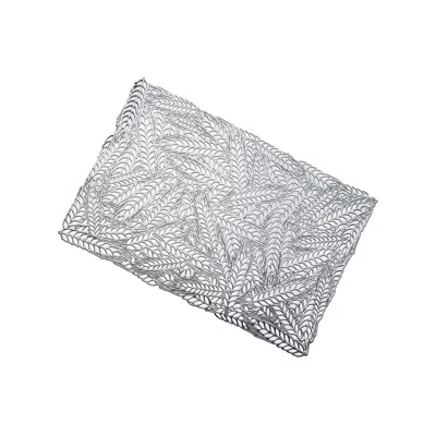 Breebe 6-pack Table Mats Wheat Design Silver - Vinyl Rectangle Non-slip Surface For Stylish Settings 12"x18