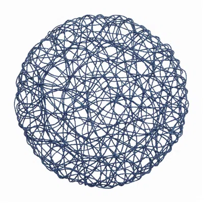 Breebe 6-pack Table Placemats Woven Fiber Design Denim Blue Round - Disposable Mats For Dining And Events 1