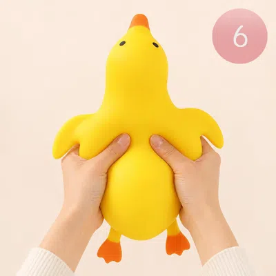 Breebe 6pcs - Jumbo Duck Squeeze Squishy Stress Relief Toy In Yellow
