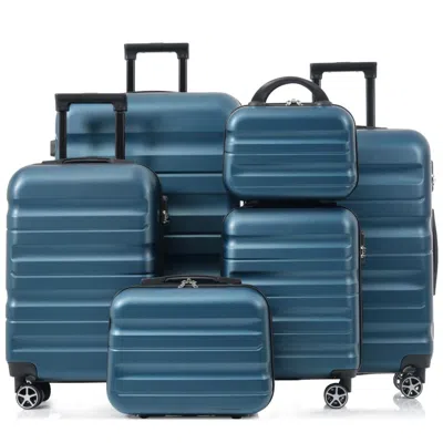 Breebe 6-piece Abs Hardshell Luggage Set - Lightweight & Durable Suitcases With Dual Spinner Wheels, Carry- In Blue