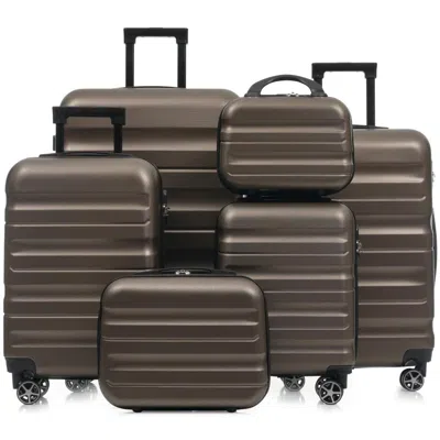 Breebe 6-piece Abs Hardshell Luggage Set, Lightweight Suitcases With Dual Spinner Wheels, Carry-on & Checke In Orange